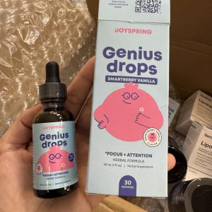 JoySpring Genius Drops Smartberry Vanilla | Apoyo de enfoque a base de hierbas para niños con ginkgo biloba, raíz de regaliz, extracto de Gotu Kola, hoja de menta