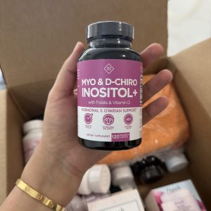 Suplemento de inositol de alta calidad, mio-inositol e inositol D-Chiro más folato y vitamina D, relación ideal 40:1, equilibrio hormonal y apoyo ovárico saludable para mujeres, vitamina B8, suministro para 30 días