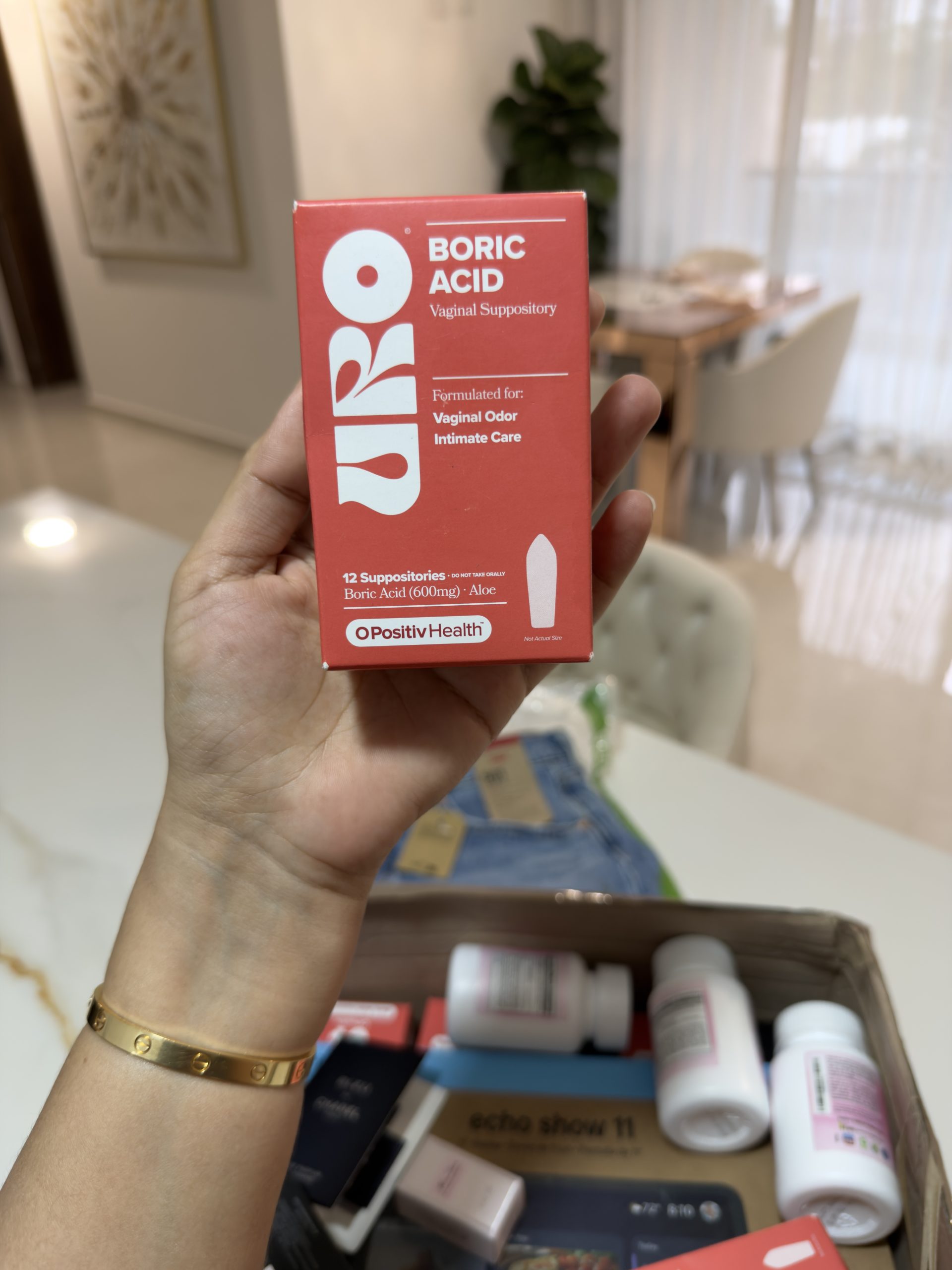 Supositorio vaginal de ácido bórico URO - con ácido láctico y aloe para un alivio rápido y control de olores vaginales - vegano, libre de parabenos, tintes y fragancias - 12 unidades